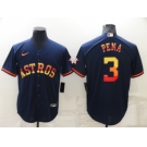 Men's Houston Astros #3 Jeremy Pena Navy Blue Rainbow Stitched MLB Cool Base Nike Jersey