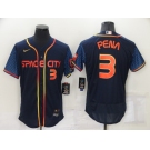 Men's Houston Astros #3 Jeremy Pena Number 2022 Navy Blue City Connect Flex Base Stitched Baseball Jersey