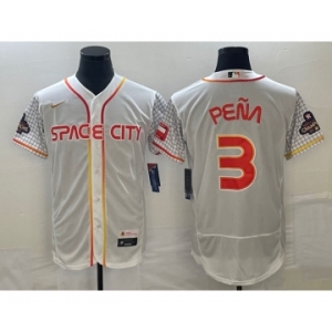 Men's Houston Astros #3 Jeremy Pena Number White 2023 City Connect Flex Base Stitched Jersey3