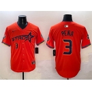 Men's Houston Astros #3 Jeremy Pena Orange 2025 City Connect With Texas Patch Limited Stitched Baseball Jersey