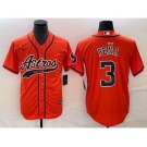 Men's Houston Astros #3 Jeremy Pena Orange With Patch Cool Base Stitched Baseball Jersey