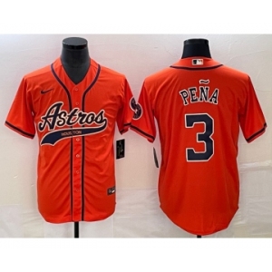 Men's Houston Astros #3 Jeremy Pena Orange With Patch Cool Base Stitched Baseball Jersey