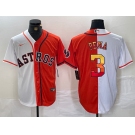 Men's Houston Astros #3 Jeremy Pena White Orange Split Stitched Baseball Jersey