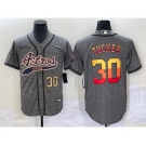 Men's Houston Astros #30 Kyle Tucker Number Grey Gridiron Cool Base Stitched Baseball Jersey