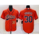 Men's Houston Astros #30 Kyle Tucker Number Orange With Patch Cool Base Stitched Baseball Jersey