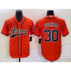 Men's Houston Astros #30 Kyle Tucker Orange With Patch Cool Base Stitched Baseball Jersey