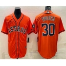 Men's Houston Astros #30 Kyle Tucker Orange With Patch Stitched MLB Cool Base Nike Jersey