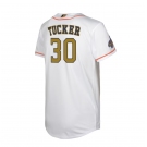 Men's Houston Astros #30 Kyle Tucker White New Gold 2022 World Series Champions Stitched Cool Base Nike Jersey