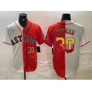 Men's Houston Astros #30 Kyle Tucker White Orange Split Stitched Baseball Jerseys