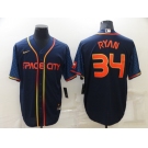 Men's Houston Astros #34 Nolan Ryan 2022 Navy Blue City Connect Cool Base Stitched Jersey