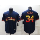 Men's Houston Astros #34 Nolan Ryan Navy Blue Rainbow Stitched MLB Cool Base Nike Jersey