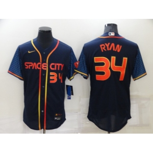 Men's Houston Astros #34 Nolan Ryan Number 2022 Navy City Connect Flex Base Stitched Baseball Jersey