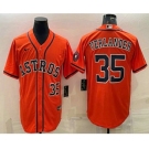 Men's Houston Astros #35 Justin Verlander Number Orange With Patch Stitched MLB Cool Base Nike Jersey