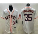 Men's Houston Astros #35 Justin Verlander Number White With Patch Stitched MLB Cool Base Nike Jersey