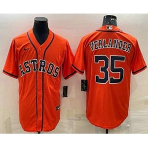 Men's Houston Astros #35 Justin Verlander Orange Stitched MLB Cool Base Nike Jersey