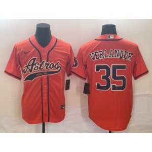 Men's Houston Astros #35 Justin Verlander Orange With Patch Cool Base Stitched Baseball Jersey