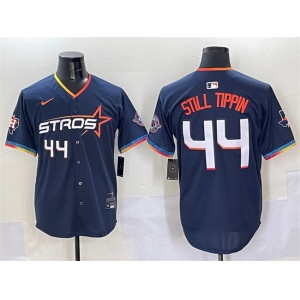 Men's Houston Astros #44 Still Tippin Navy 2025 City Connect With Texas Patch Limited Stitched Baseball Jersey