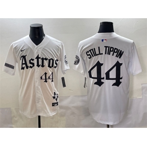 Men's Houston Astros #44 Still Tippin White Gothic 'Houston Born Barrio Raised' Limited Stitched Baseball Jersey