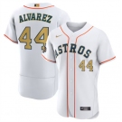 Men's Houston Astros #44 Yordan Alvarez 2023 White Gold World Series Champions Stitched FlexBase Authentic Nike Jersey