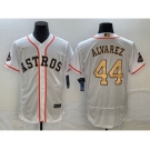 Men's Houston Astros #44 Yordan Alvarez 2023 White Gold World Serise Champions Patch Flex Base Stitched Jersey