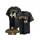 Men's Houston Astros #44 Yordan Alvarez Black Gold 2022 World Serise Champions Patch Stitched Baseball Jersey