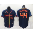 Men's Houston Astros #44 Yordan Alvarez Number 2022 Navy Blue City Connect Game Stitched Jersey