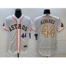 Men's Houston Astros #44 Yordan Alvarez Number 2023 White Gold World Serise Champions Patch Flex Base Stitched Jersey