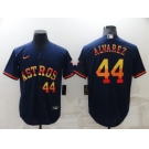 Men's Houston Astros #44 Yordan Alvarez Number Navy Blue Rainbow Stitched MLB Cool Base Nike Jersey