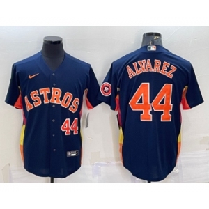 Men's Houston Astros #44 Yordan Alvarez Number Navy Blue With Patch Stitched MLB Cool Base Nike Jersey