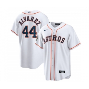 Men's Houston Astros #44 Yordan Alvarez White 2022 World Series Home Stitched Baseball Jersey