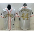 Men's Houston Astros #44 Yordan Alvarez White Gold 2022 World Series Champions Stitched Cool Base Nike Jersey