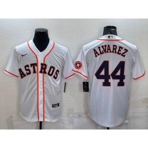 Men's Houston Astros #44 Yordan Alvarez White With Patch Stitched MLB Cool Base Nike Jersey