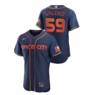 Men's Houston Astros #59 VALDEZ 2022 Navy Blue City Connect Flex Base Stitched Baseball Jersey