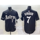 Men's Houston Astros #7 C.J. Stroud Black Gothic 'Houston Born Barrio Raised' Limited Stitched Baseball Jersey