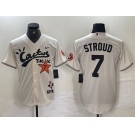 Men's Houston Astros #7 CJ Stroud Cream Cactus Jack Cool Base Jersey