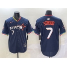 Men's Houston Astros #7 C.J. Stroud Navy 2025 City Connect With Texas Patch Limited Stitched Baseball Jersey