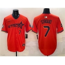 Men's Houston Astros #7 C.J. Stroud Orange 2025 City Connect With Texas Patch Limited Stitched Baseball Jersey