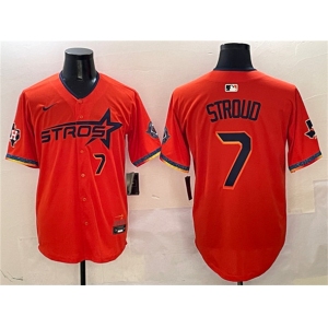 Men's Houston Astros #7 C.J. Stroud Orange 2025 City Connect With Texas Patch Limited Stitched Baseball Jersey