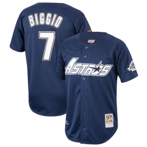 Men's Houston Astros #7 Craig Biggio Navy 1994 Stitched Baseball Jersey