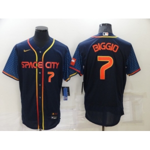 Men's Houston Astros #7 Craig Biggio Number 2022 Navy Blue City Connect Cool Base Stitched Jersey