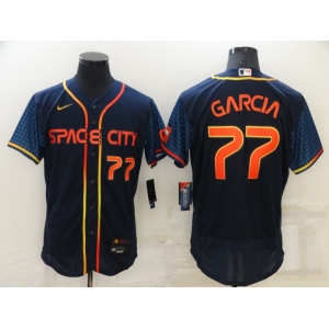 Men's Houston Astros #77 Luis Garcia 2022 Number Navy Blue City Connect Flex Base Stitched Baseball Jersey