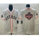 Men's Houston Astros Big Logo 2023 White Gold World Serise Champions Patch Cool Base Stitched Jersey