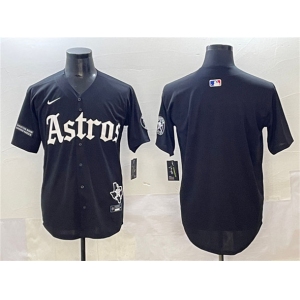 Men's Houston Astros Blank Black Gothic 'Houston Born Barrio Raised' Limited Stitched Baseball Jersey