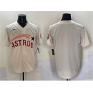 Men's Houston Astros Blank Cream Throwback Cooperstown Collection Limited Stitched Baseball Jersey