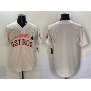 Men's Houston Astros Blank Cream Throwback Cooperstown Collection Limited Stitched Baseball Jersey