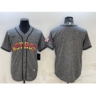 Men's Houston Astros Blank Grey With Patch Cool Base Stitched Baseball Jersey