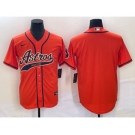 Men's Houston Astros Blank Number Orange With Patch Cool Base Stitched Baseball Jersey