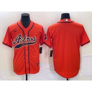 Men's Houston Astros Blank Number Orange With Patch Cool Base Stitched Baseball Jersey