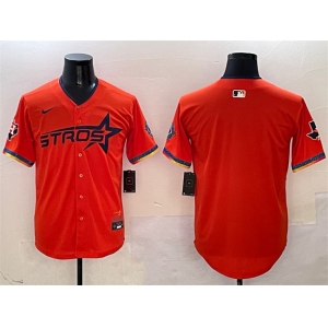 Men's Houston Astros Blank Orange 2025 City Connect With Texas Patch Limited Stitched Baseball Jersey