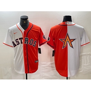 Men's Houston Astros Blank Orange White Split Stitched Baseball Jerseys